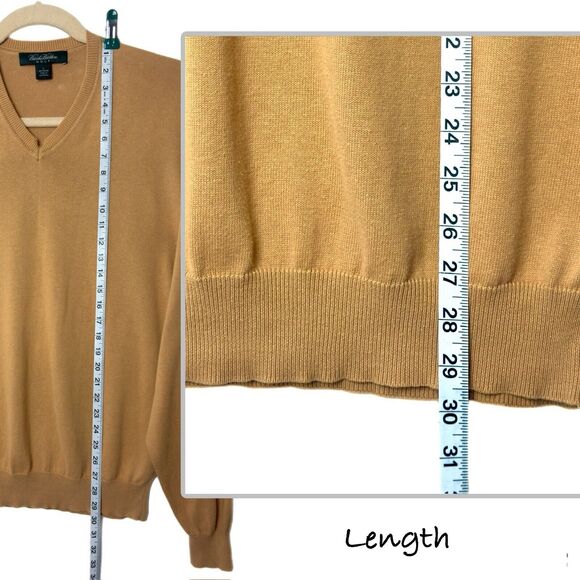 Vintage Brooks Brothers Golf V-Neck Sweater Men L Gold Preppy Academia Heritage - Picture 5 of 10